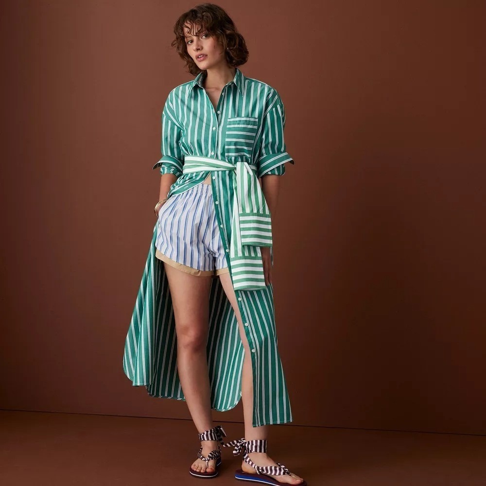 Rosie Assoulin x Target M Medium Tie-Waist Striped Poplin Maxi Shirt Dress LS - Picture 5 of 11